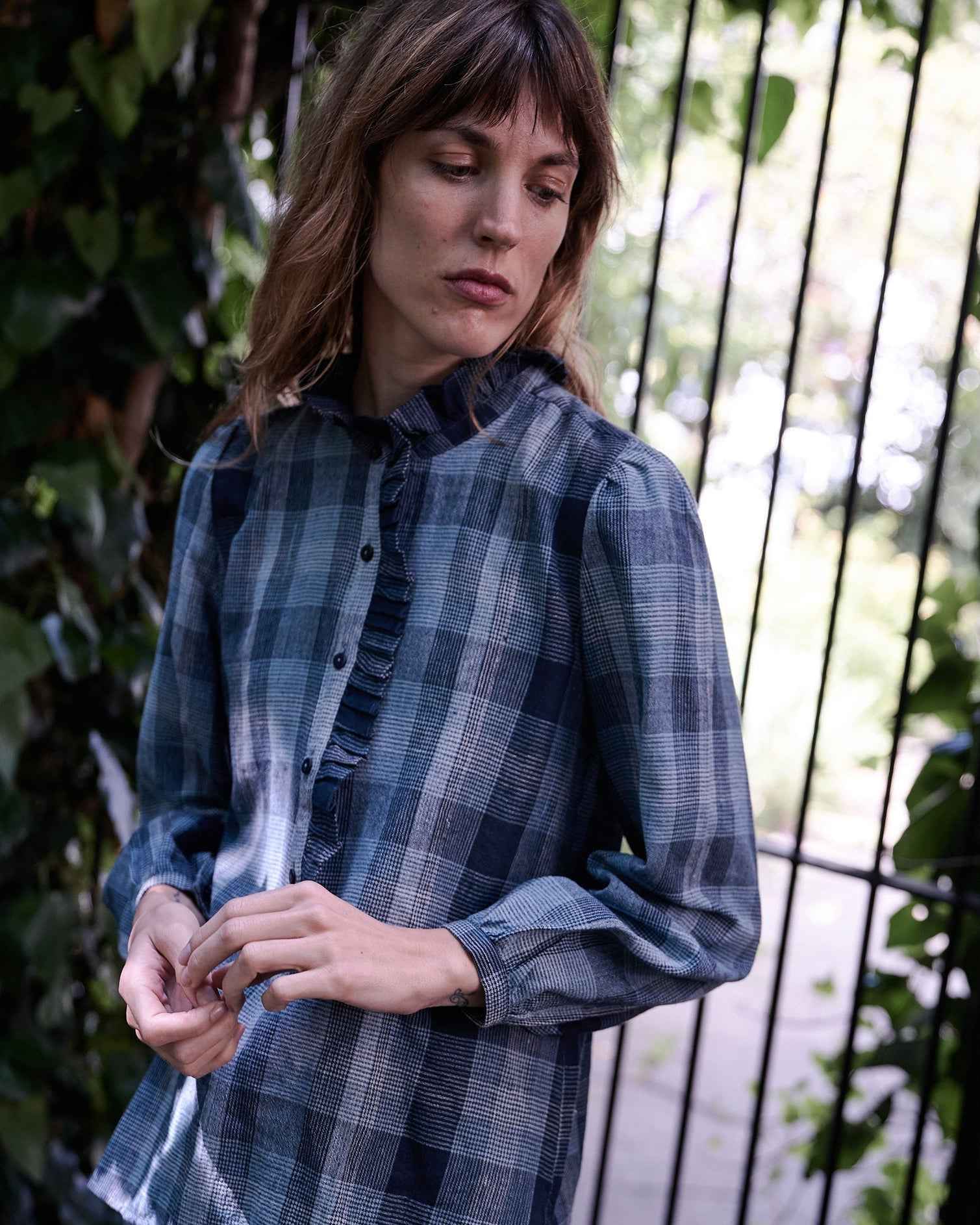 lina blouse | indigo check