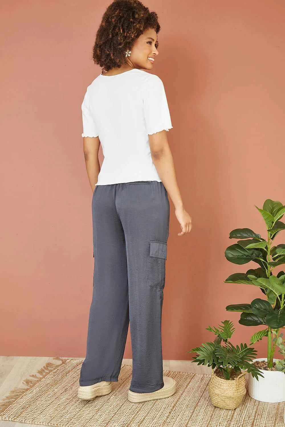 Yumi White Cotton Button Detail T-Shirt