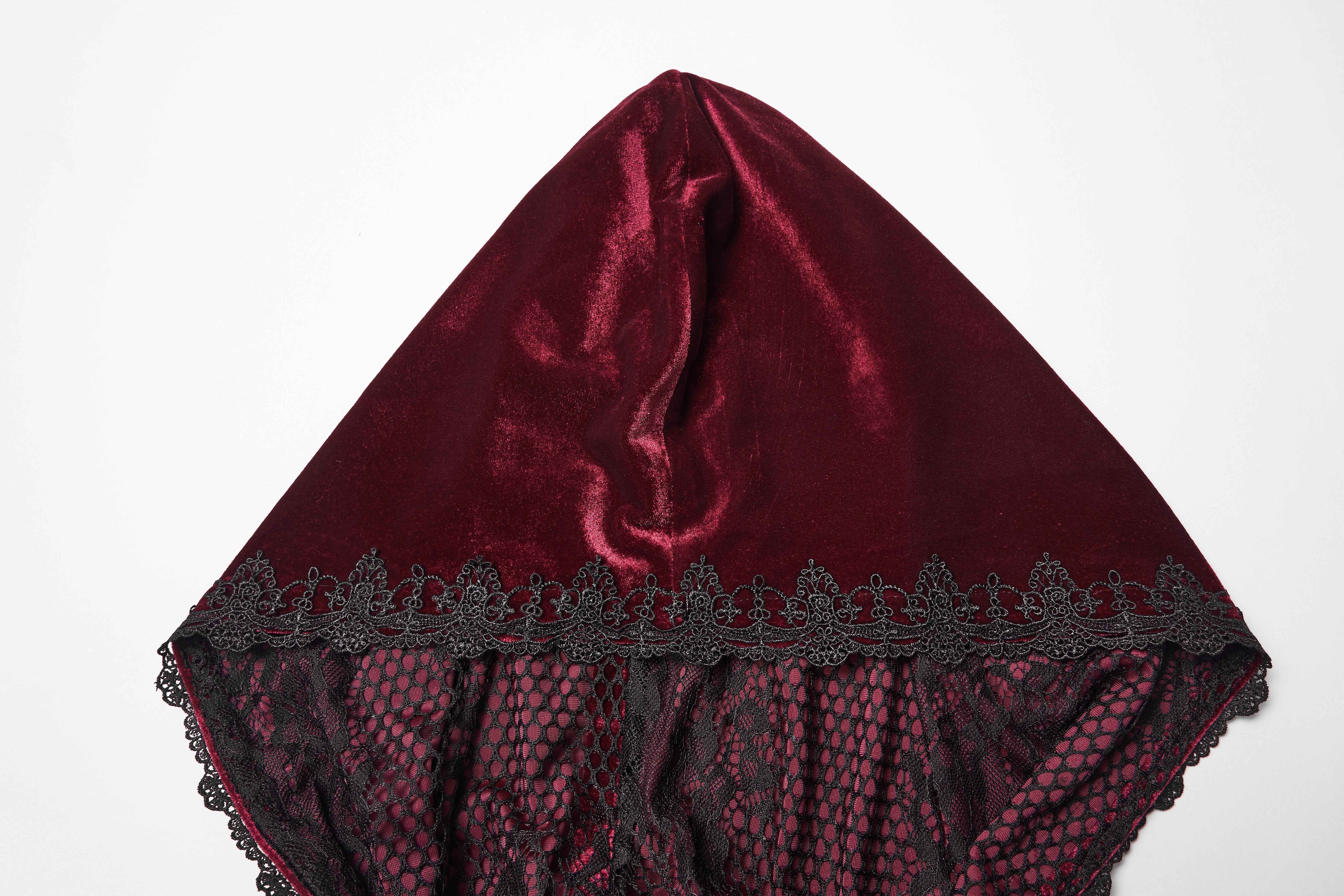 Punk Rave Seraphiel Gothic Velvet Cloak – Blood Red