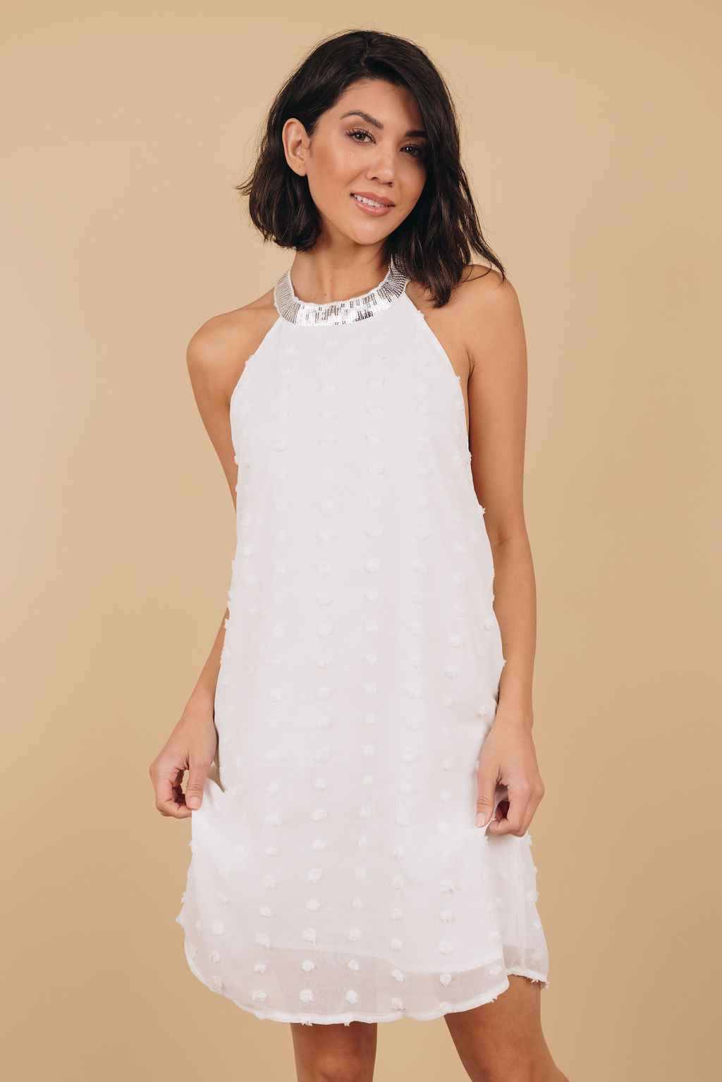 Raquel Sleeveless Pompom Mini Dress