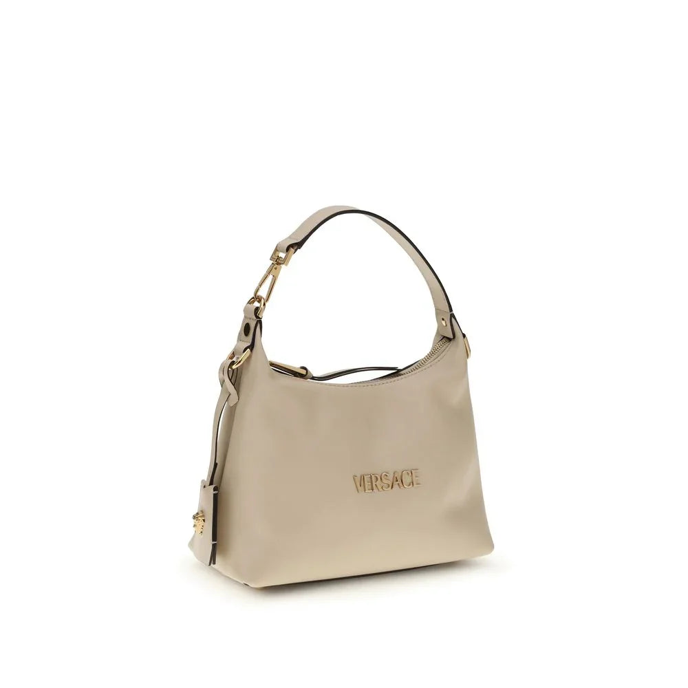 Borsa a mano Versace Bos Taurus in pelle di vitello color crema