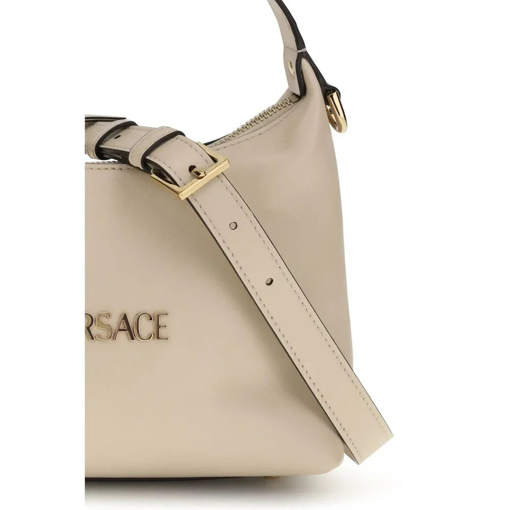 Borsa a mano Versace Bos Taurus in pelle di vitello color crema