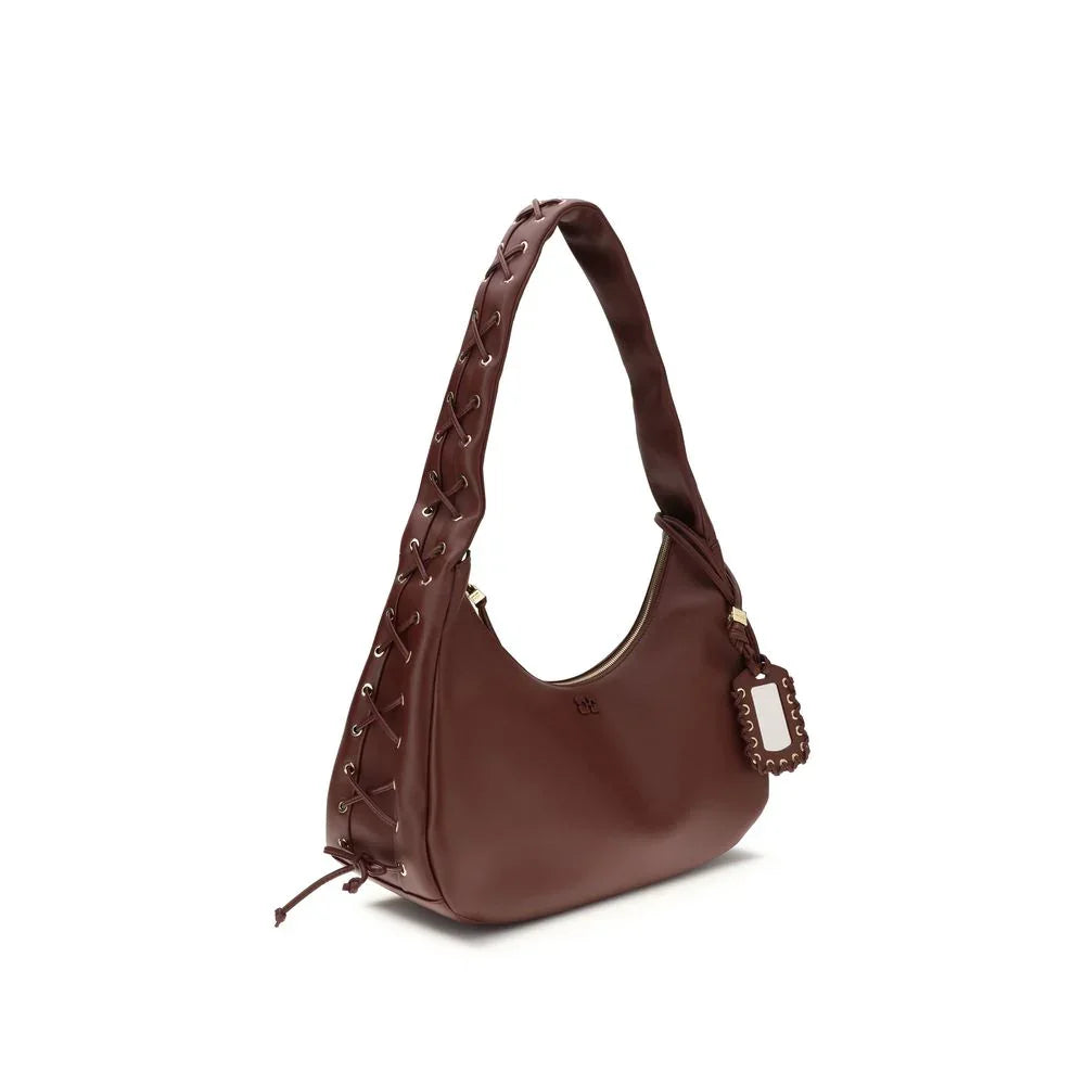 Ganni Bordeaux Recycled Leather Shoulder Bag