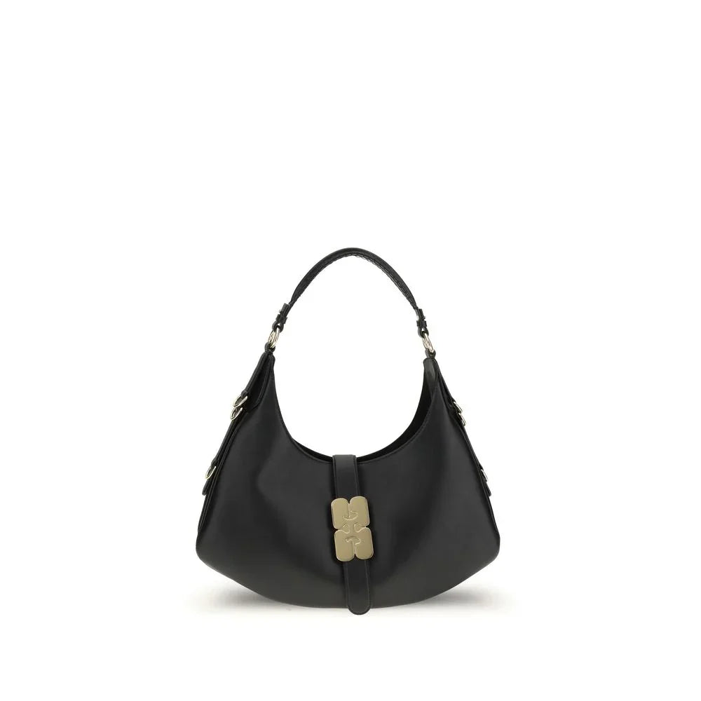 Ganni Black Calf Leather Bos Taurus Shoulder Bag