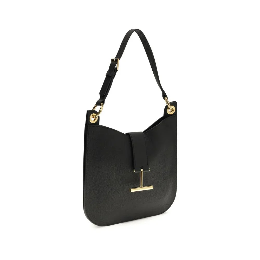 Tom Ford Black Calf Leather Bos Taurus Shoulder Bag
