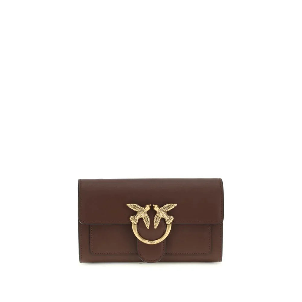 PINKO Brown Calf Leather Bos Taurus Shoulder Bag