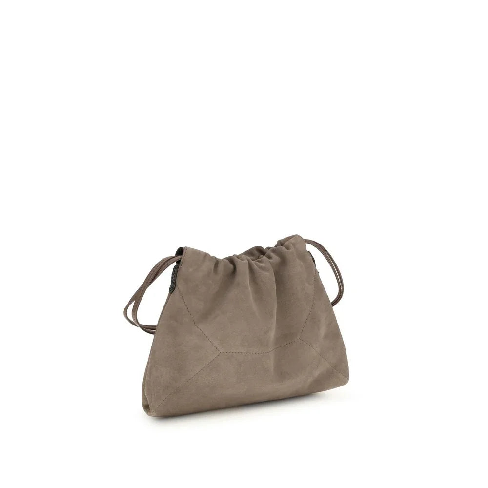 Brunello Cucinelli Clutch-Tasche aus beigefarbenem Kalbsleder, Bos Taurus