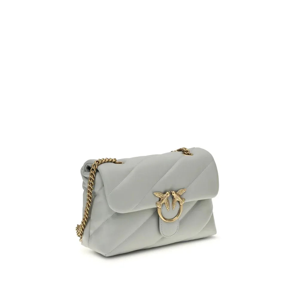 PINKO Gray Calf Leather Bos Taurus Shoulder Bag