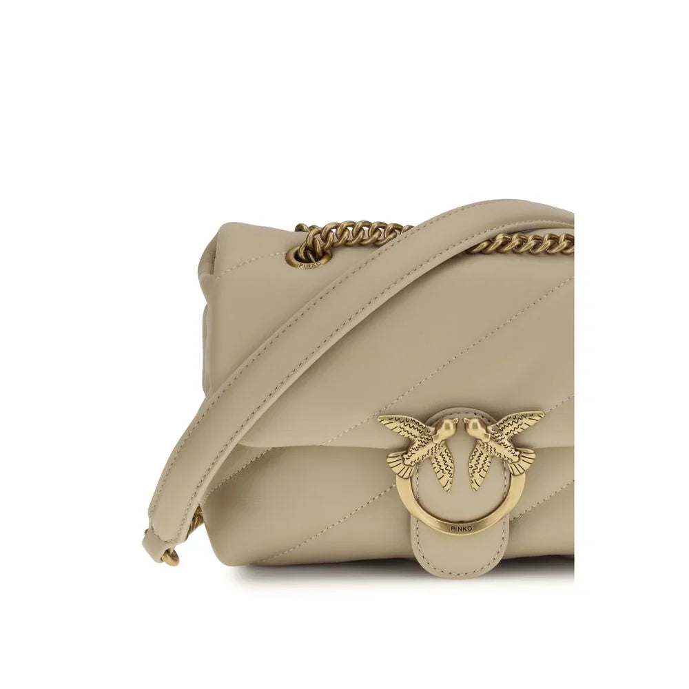 Borsa a tracolla PINKO Bos Taurus in pelle di vitello beige