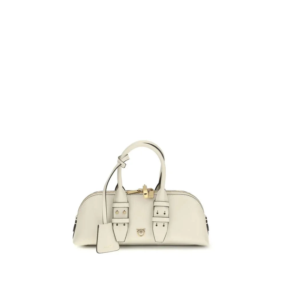 PINKO Cream Calf Leather Bos Taurus Handbag