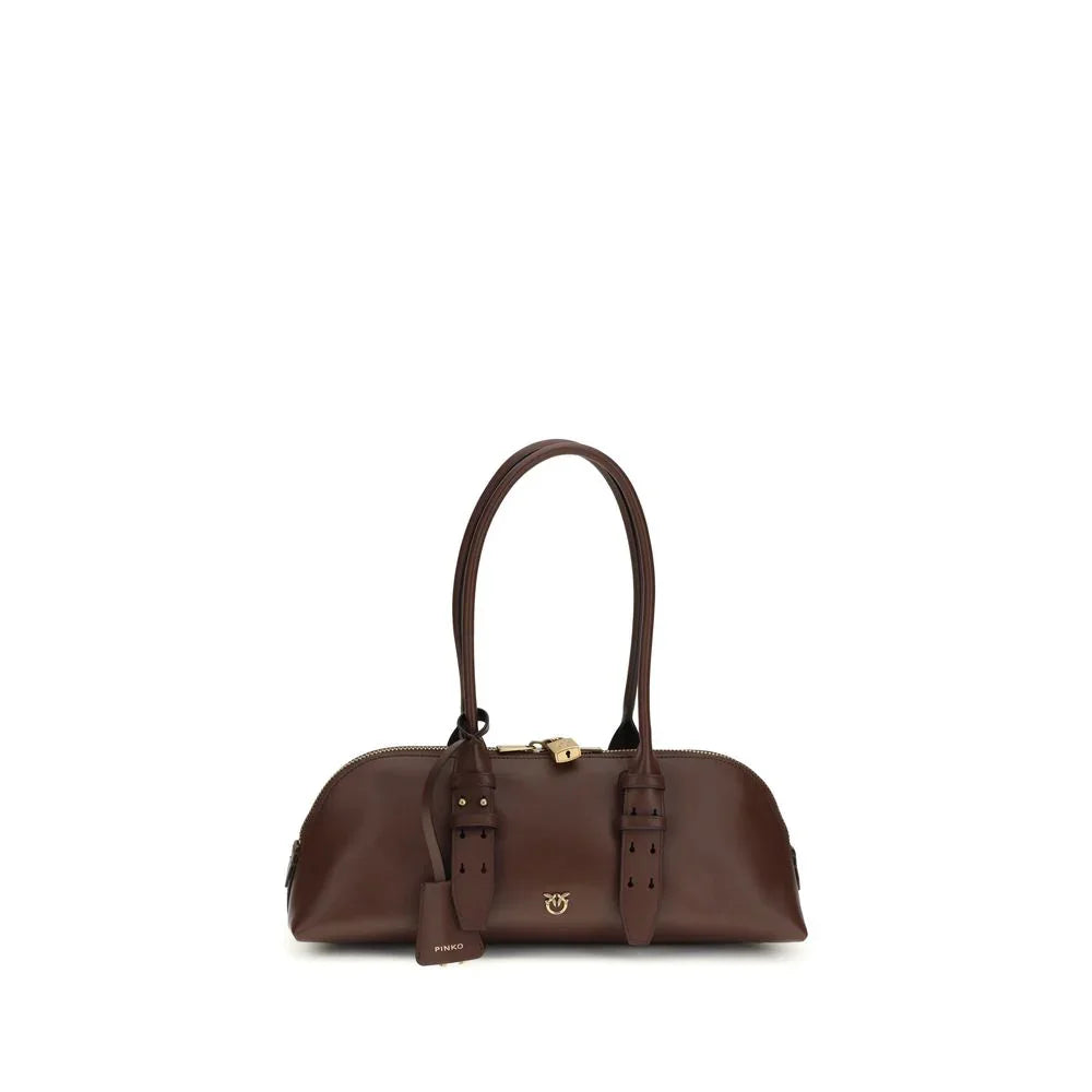 PINKO Brown Calf Leather Bos Taurus Shoulder Bag