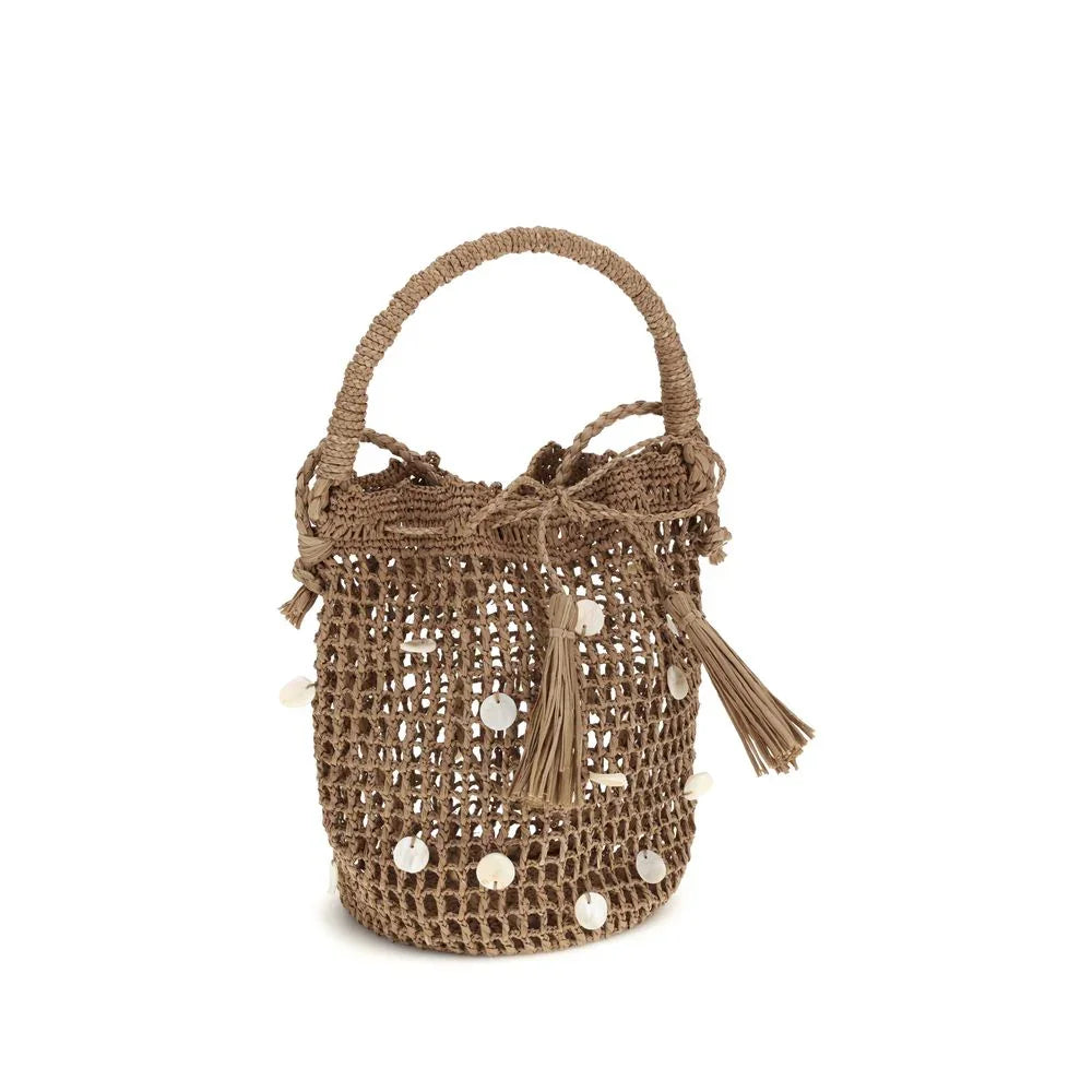 Alanui Brown Raffia Bucket Bag