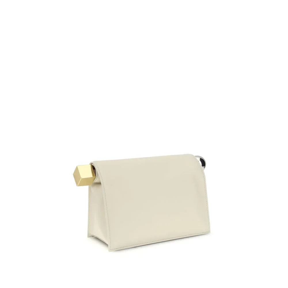 Jacquemus Clutch-Tasche aus cremefarbenem Kalbsleder, Bos Taurus