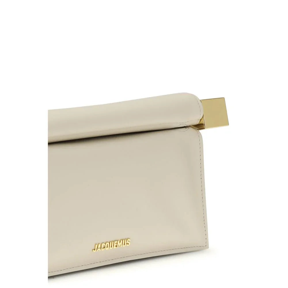 Jacquemus Clutch-Tasche aus cremefarbenem Kalbsleder, Bos Taurus
