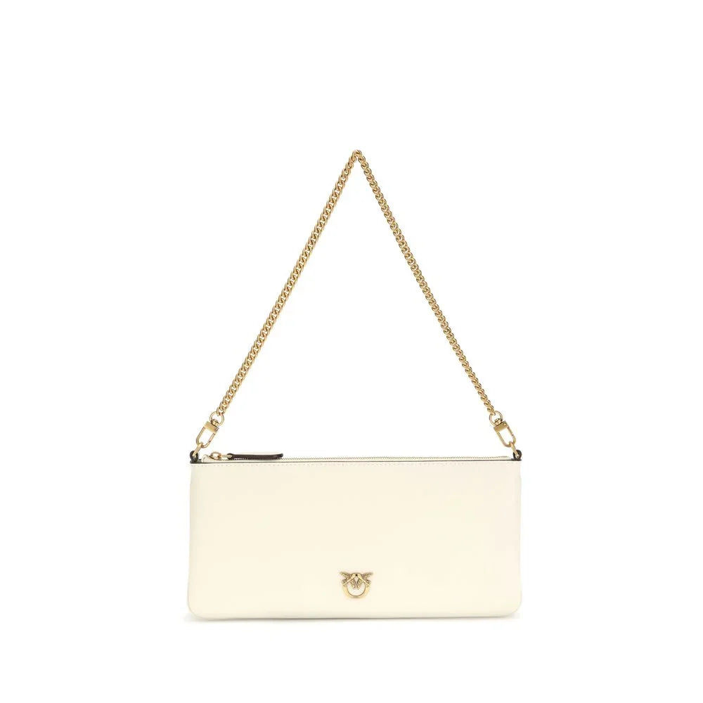 PINKO White Calf Leather Bos Taurus Shoulder Bag