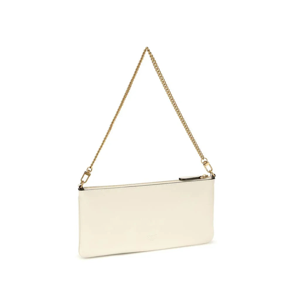 PINKO White Calf Leather Bos Taurus Shoulder Bag