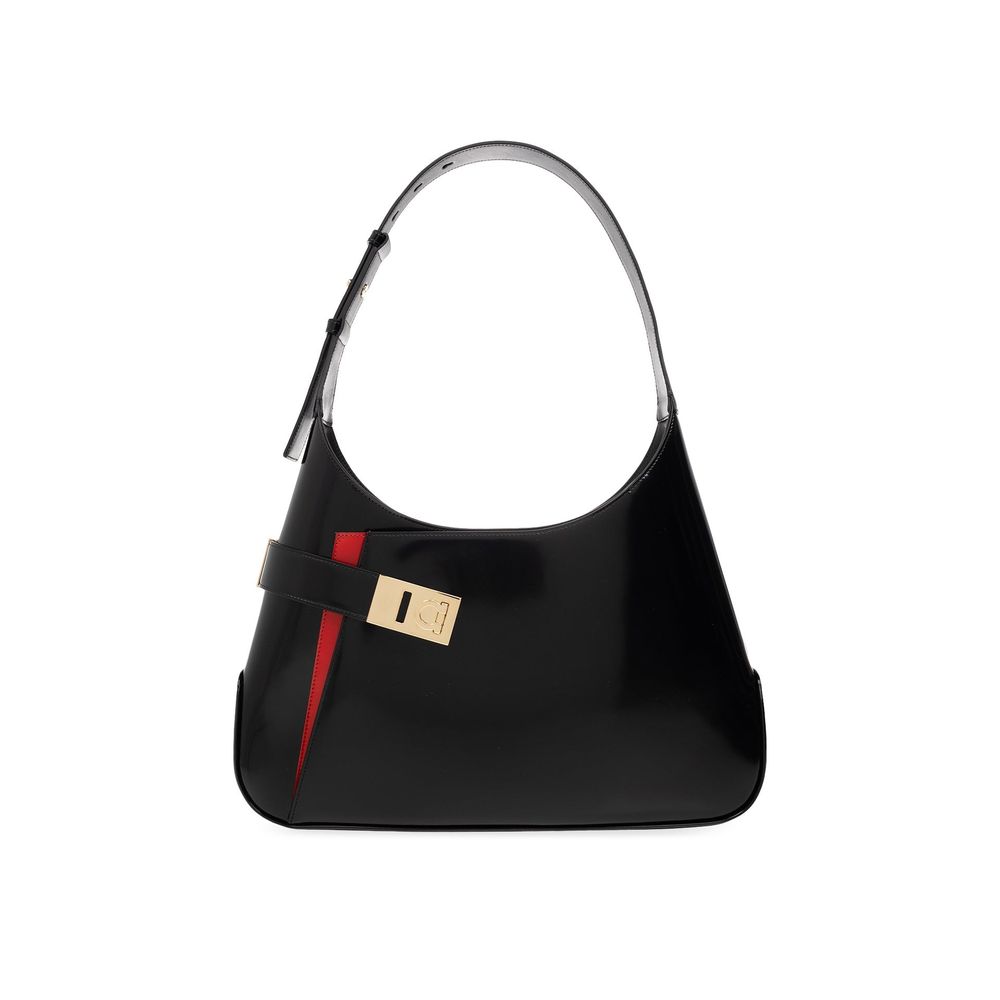 Salvatore Ferragamo Black Calfskin Shoulder Bag