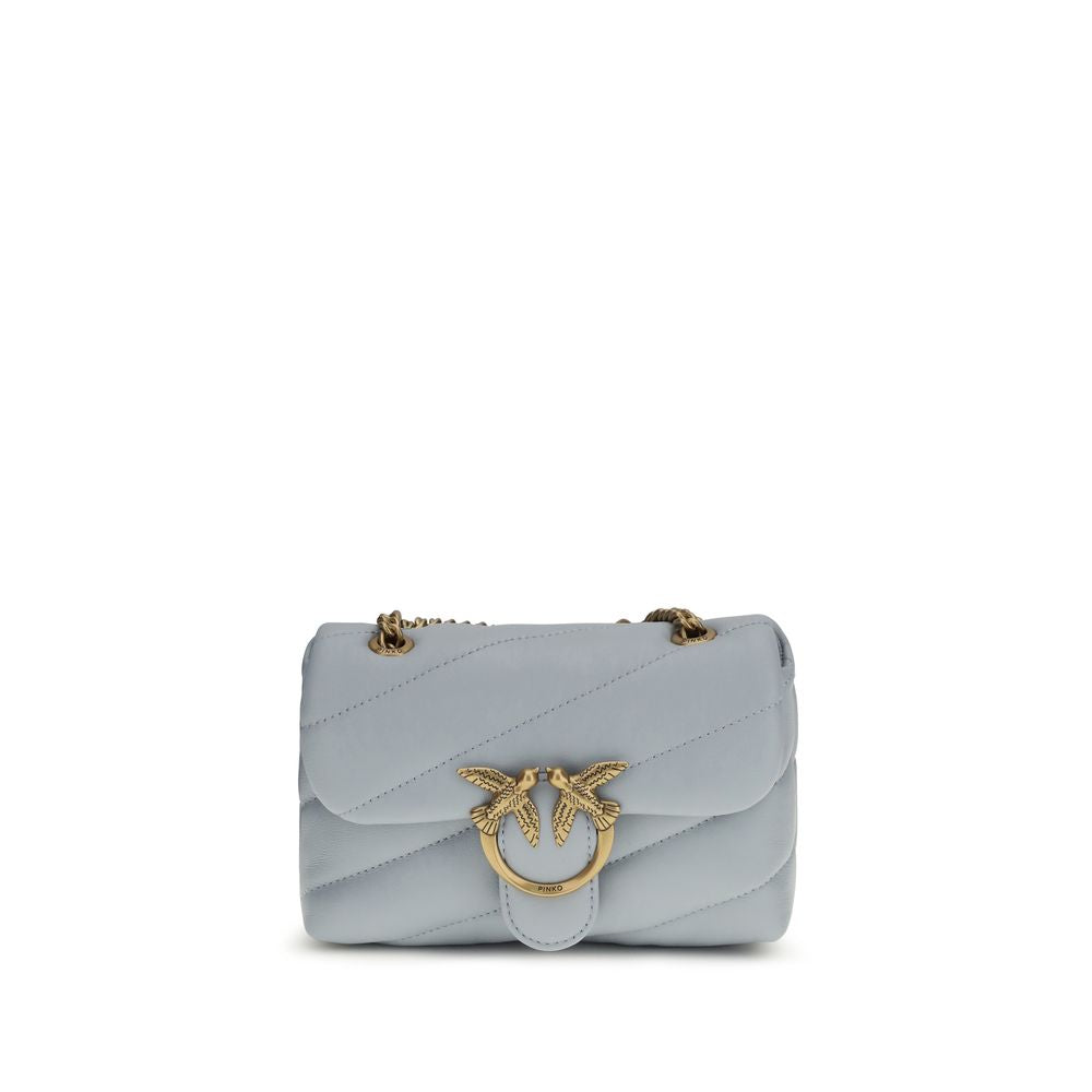 PINKO Light Blue Calf Leather Bos Taurus Shoulder Bag