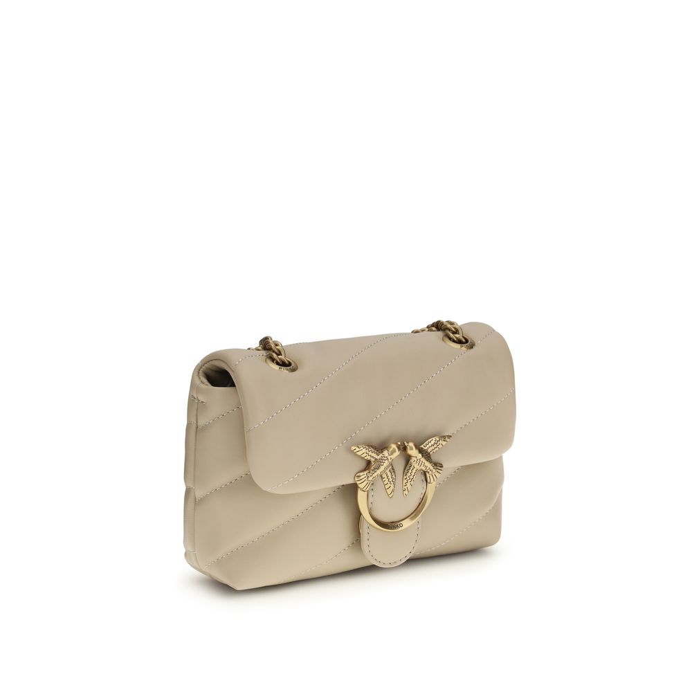 PINKO Beige Calf Leather Bos Taurus Shoulder Bag