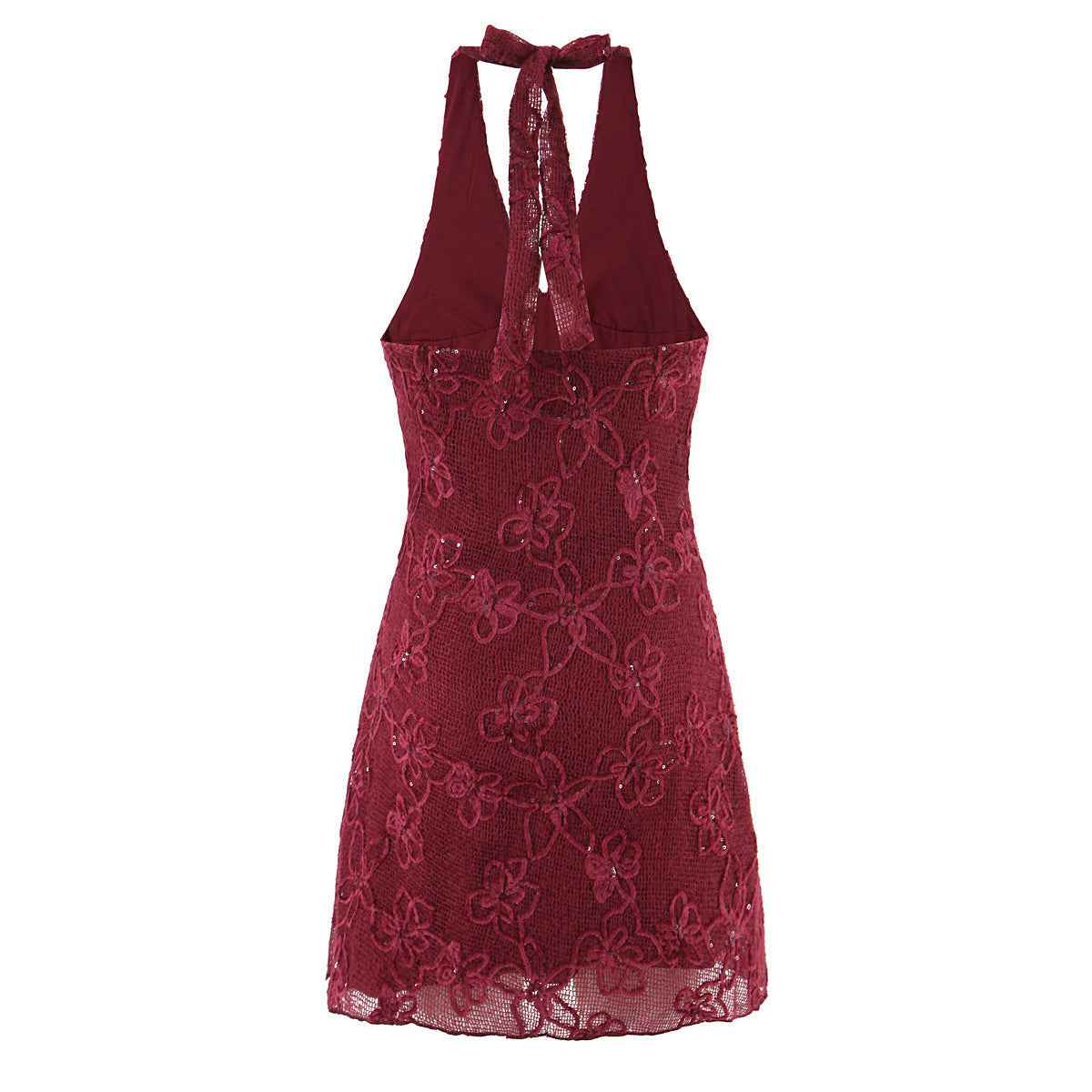 Elegant Heavy Embroidery Velvet Halter Evening Dress