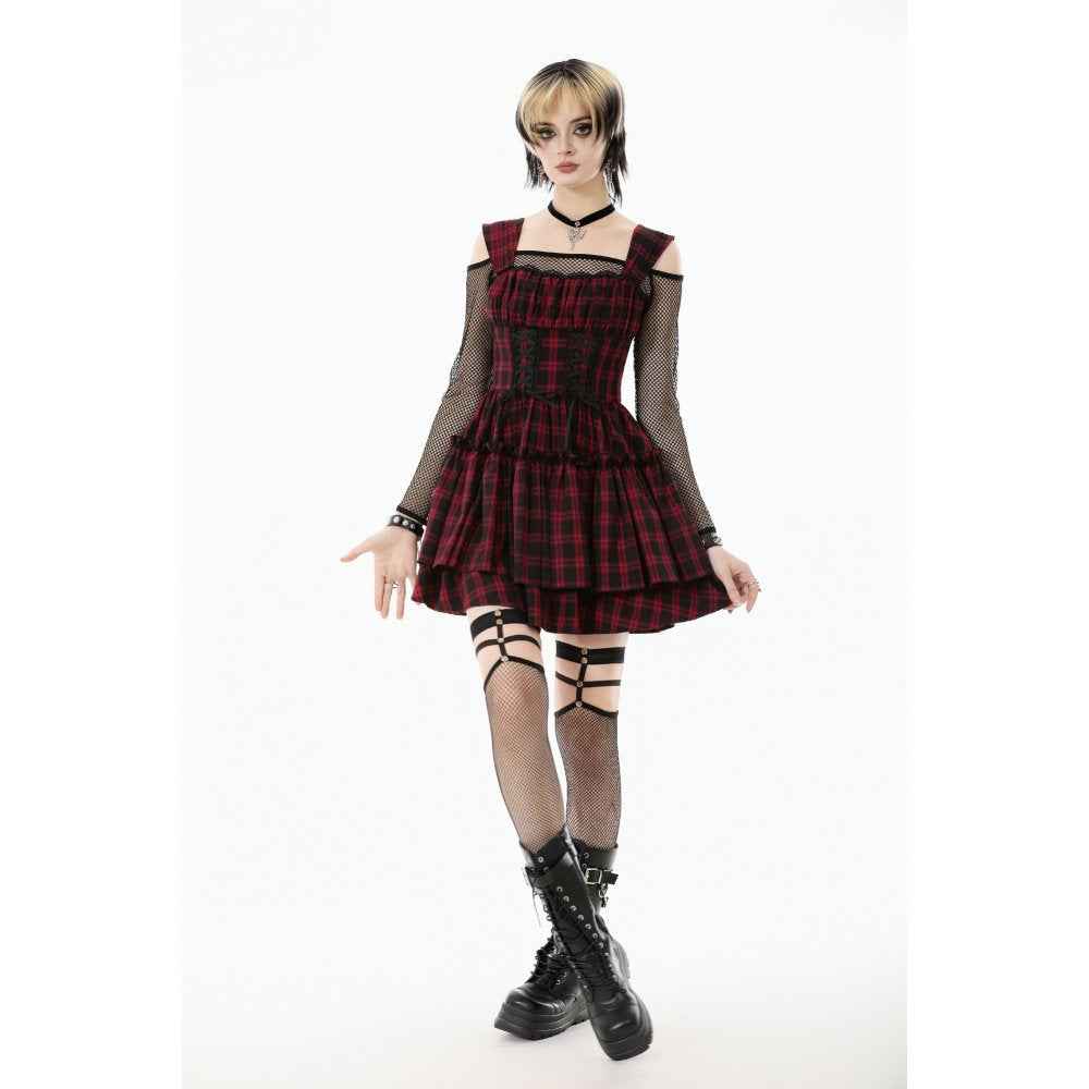Dark in Love Morrigan Tartan Lace-Up Dress