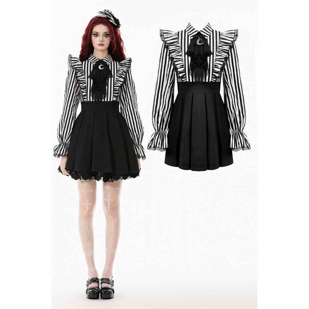 Dark in Love Striped Ruffle Gothic Lolita Dress