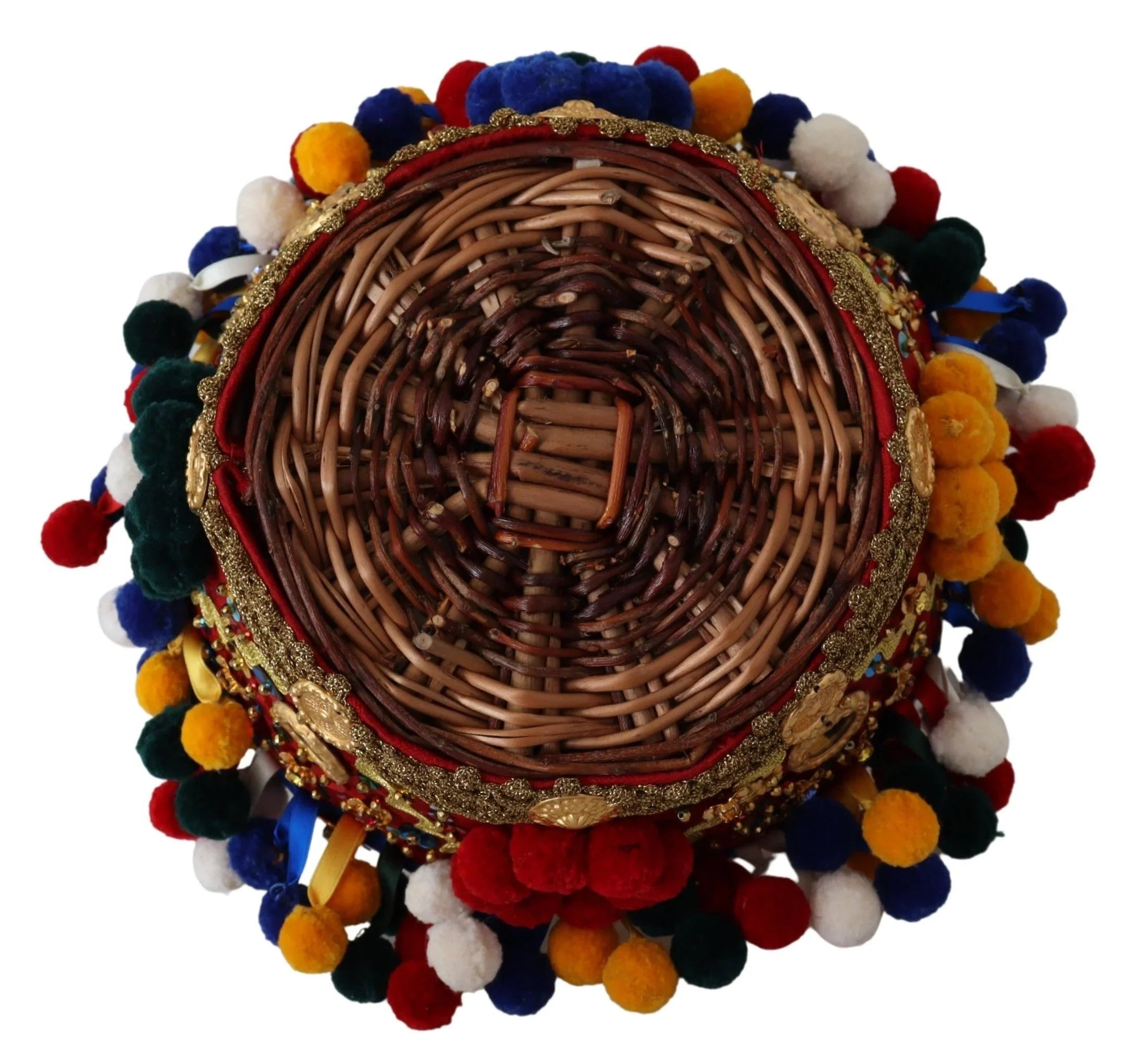 Dolce & Gabbana Multicolor Cotton Embellished Agnese Basket Tote Bag