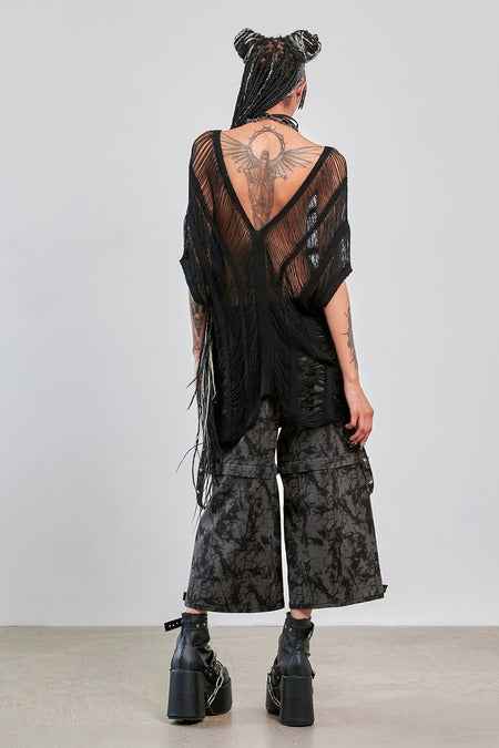 Gothic Mesh Top Black Sheer Layering Banned Apparel