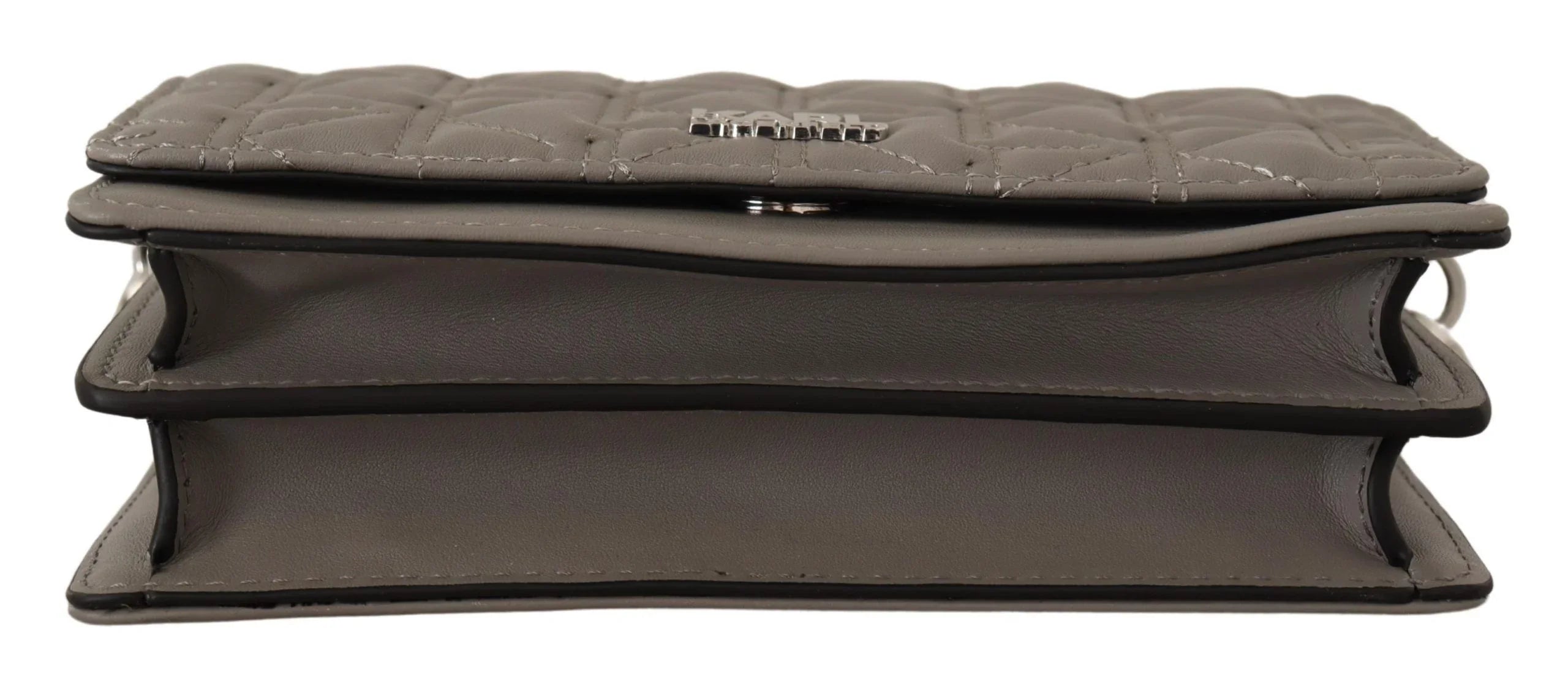 Borsa a tracolla in pelle grigio chiaro Karl Lagerfeld