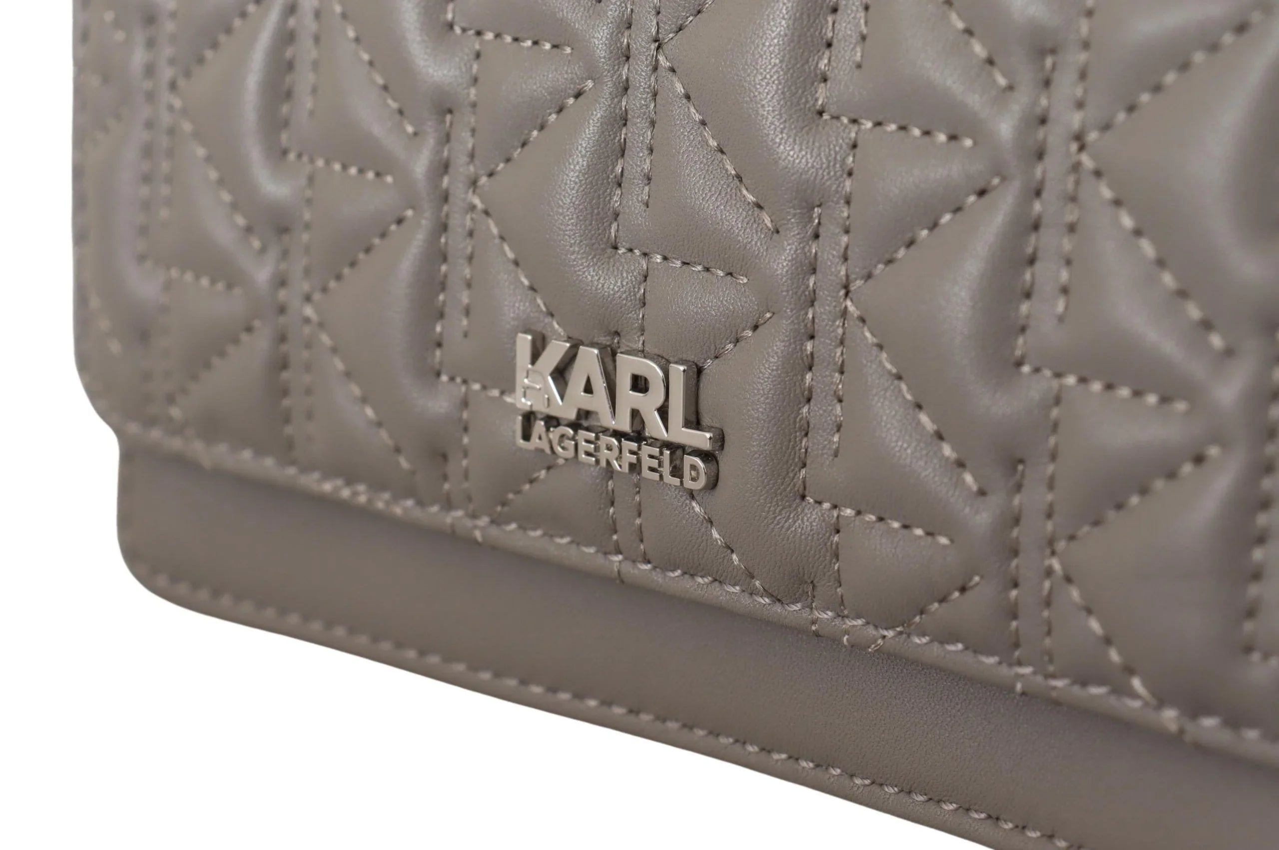Borsa a tracolla in pelle grigio chiaro Karl Lagerfeld