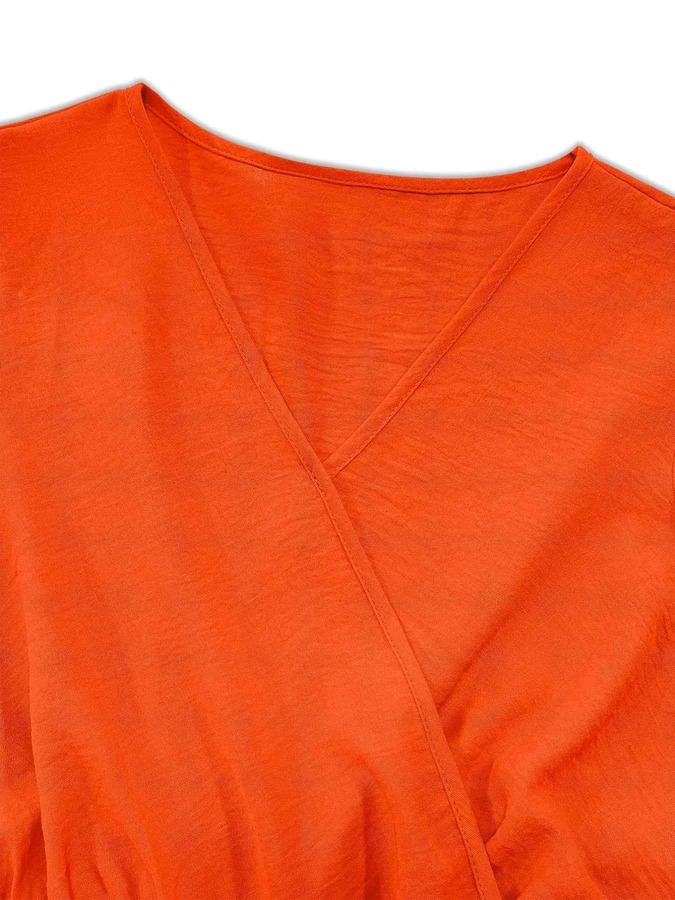 Plus Size Surplice Flutter Sleeve Dress