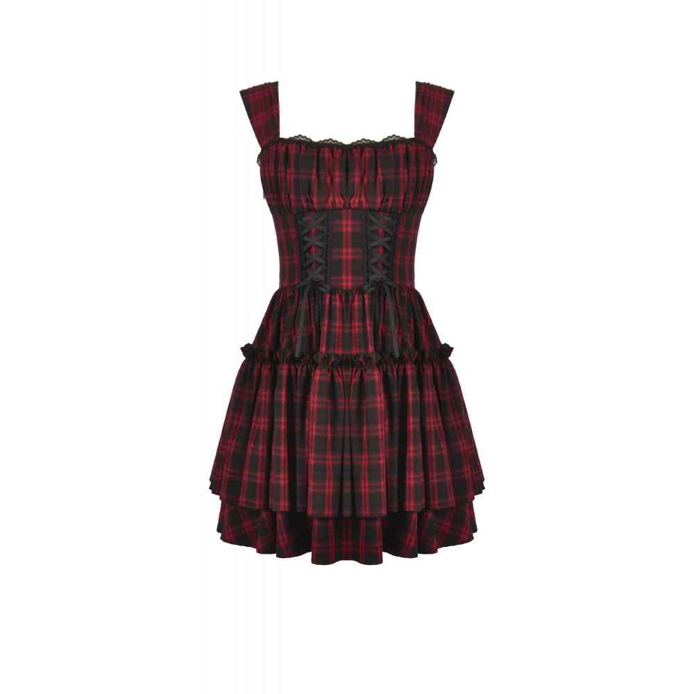 Dark in Love Morrigan Tartan Lace-Up Dress