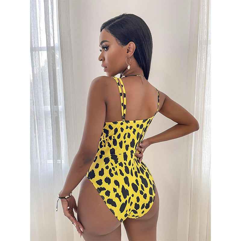 European And American Women's Printed One Piece Swimsuit