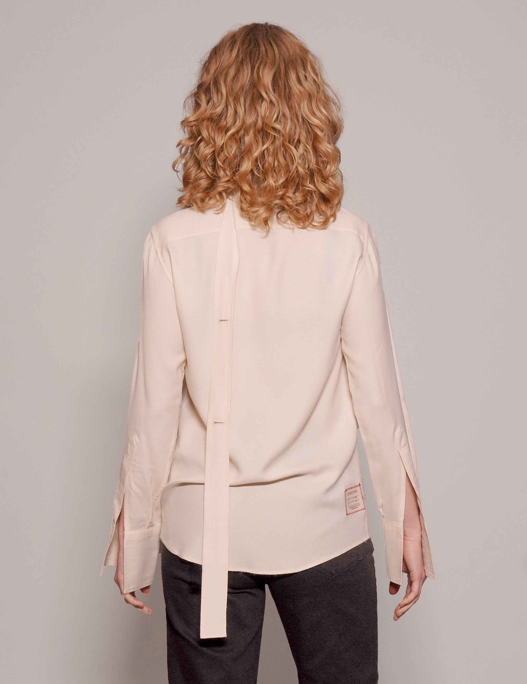 Vintage Neck Tie Blouse in Cream