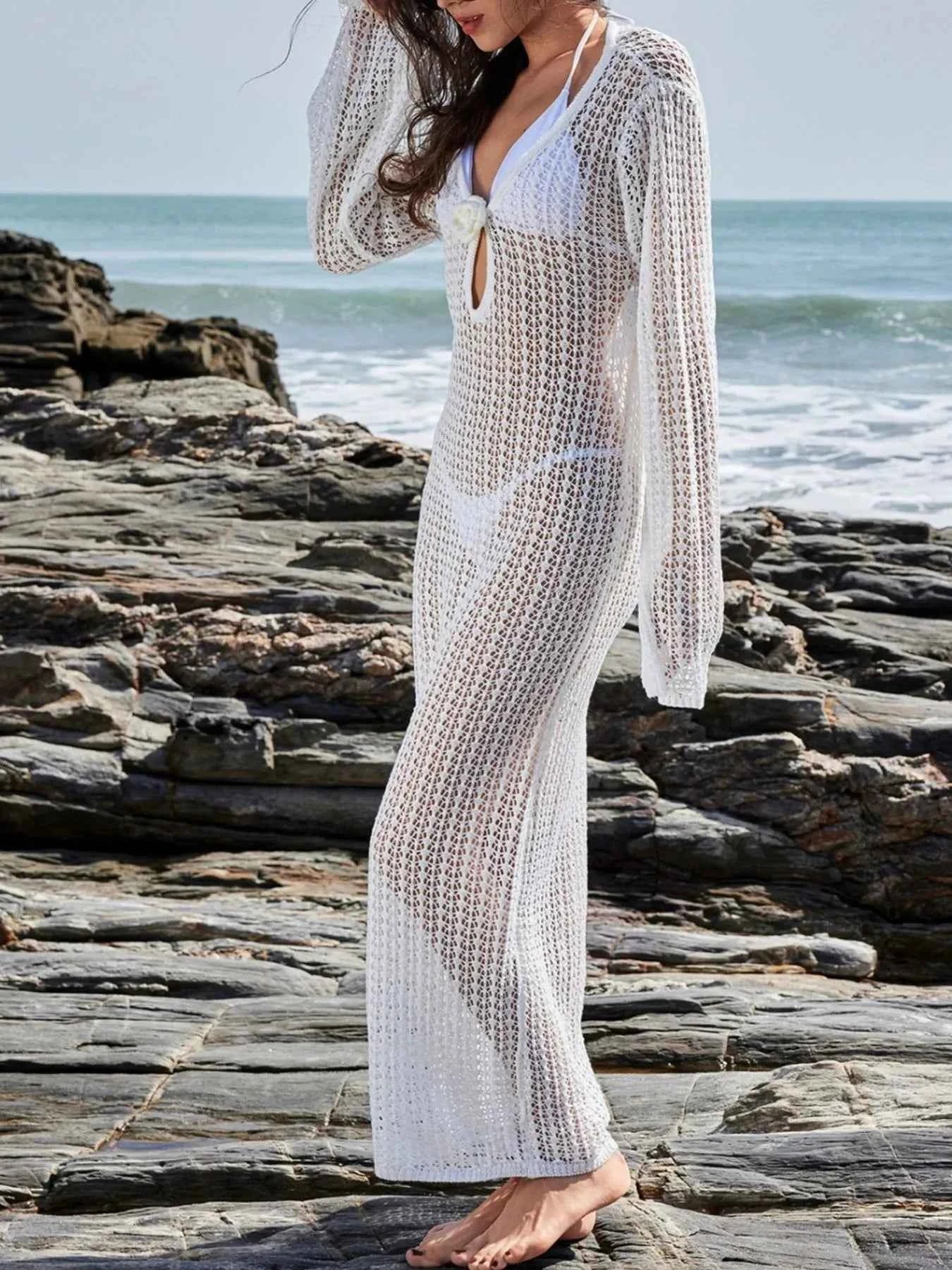 Backless Crochet Knit Cover-Up Dress