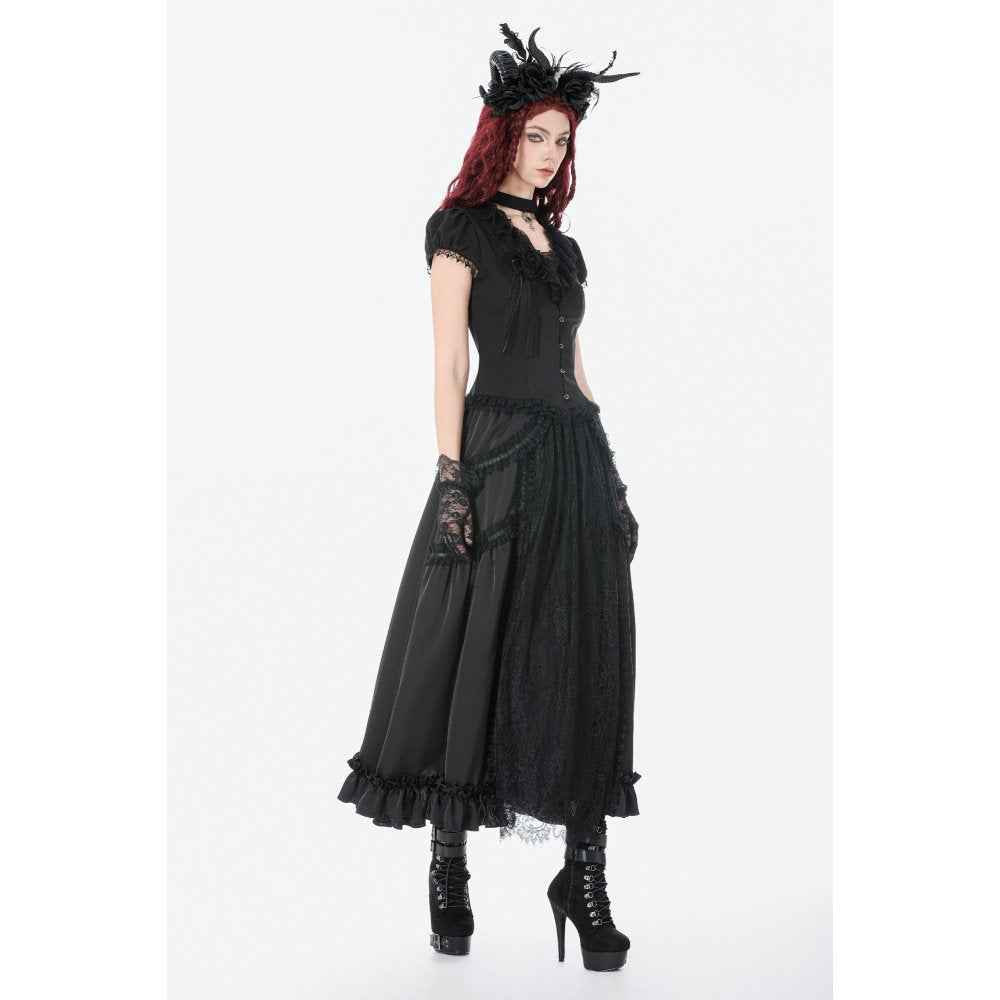 Dark in Love Courtly Cross Gem Gothic Blouse