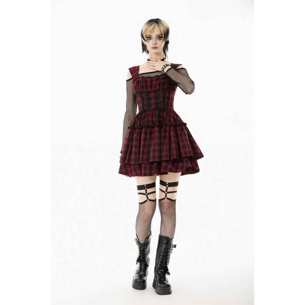 Dark in Love Morrigan Tartan Lace-Up Dress
