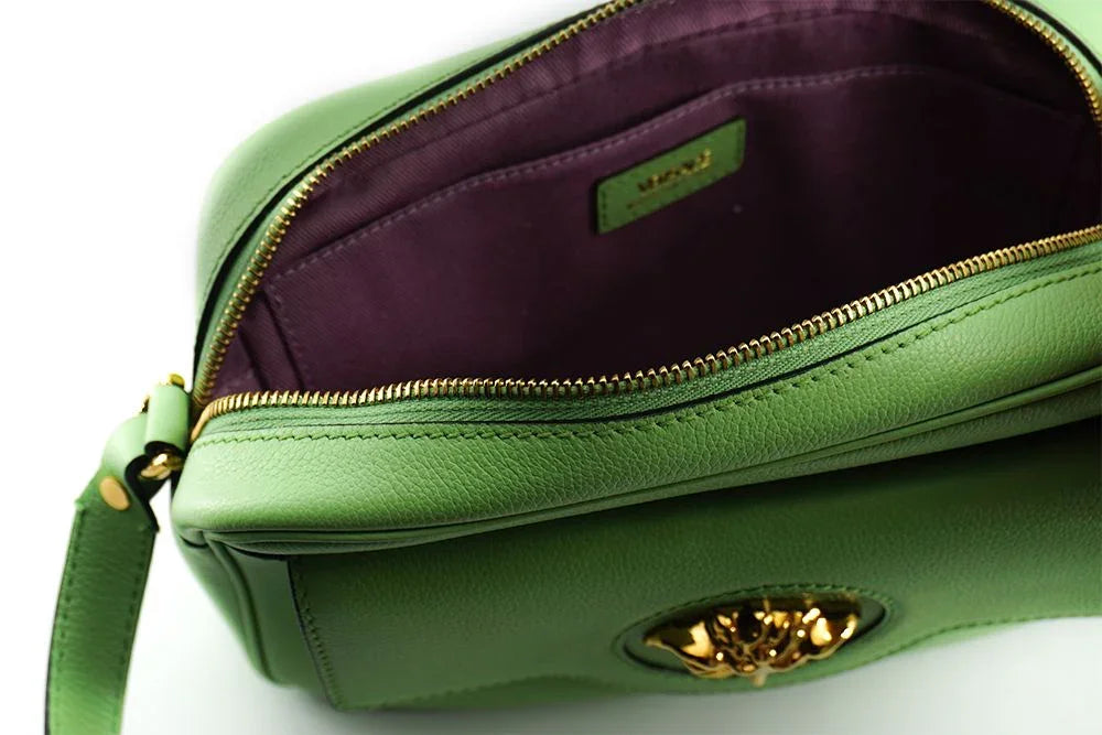 Borsa a tracolla Versace in pelle di vitello verde menta