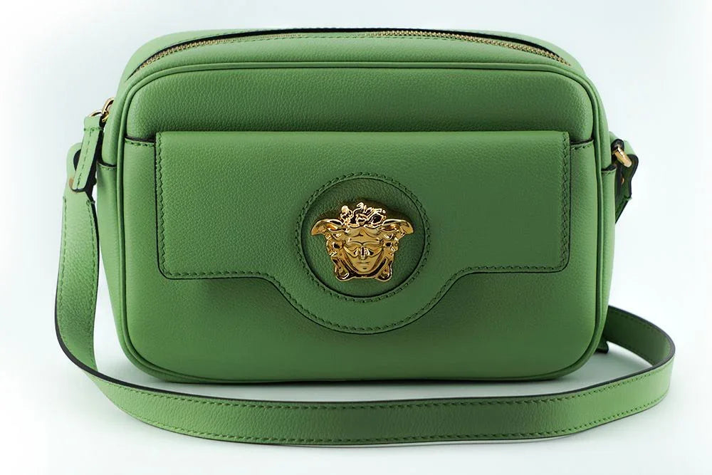 Borsa a tracolla Versace in pelle di vitello verde menta