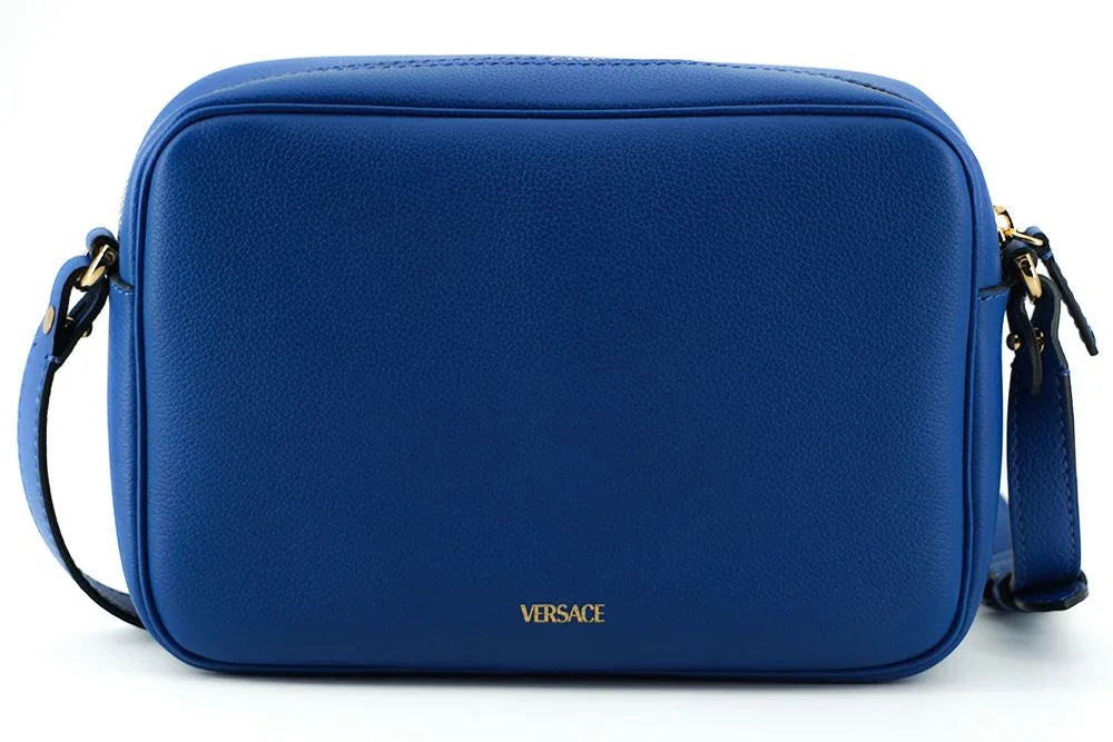 Borsa a tracolla Versace in pelle di vitello blu