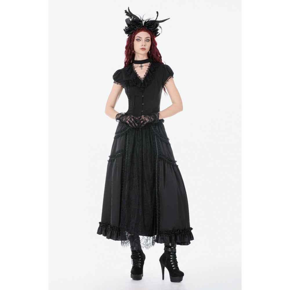 Dark in Love Courtly Cross Gem Gothic Blouse