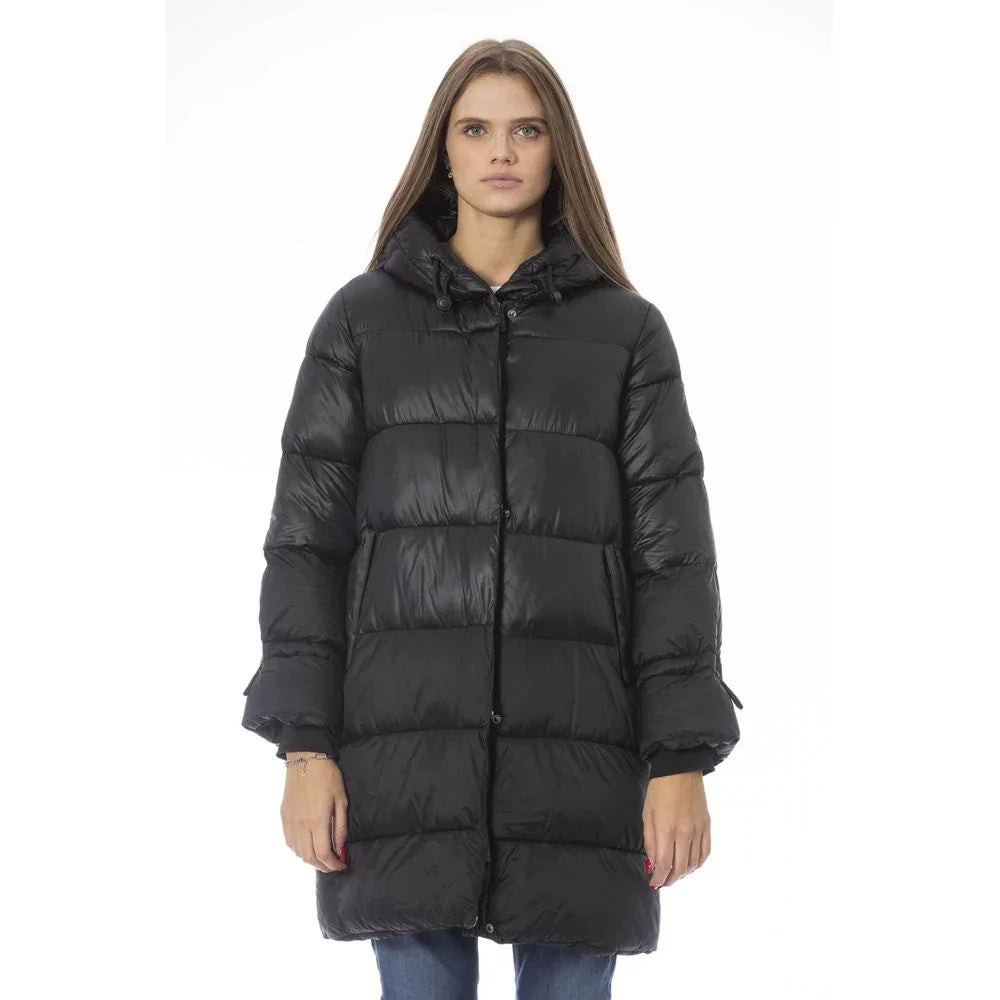 Baldinini Trend Black Nylon Jacket Coat