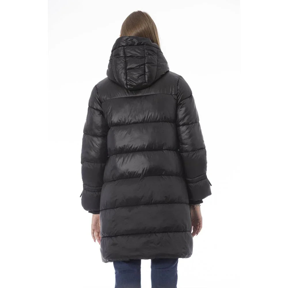 Baldinini Trend Schwarze Nylonjacke Mantel