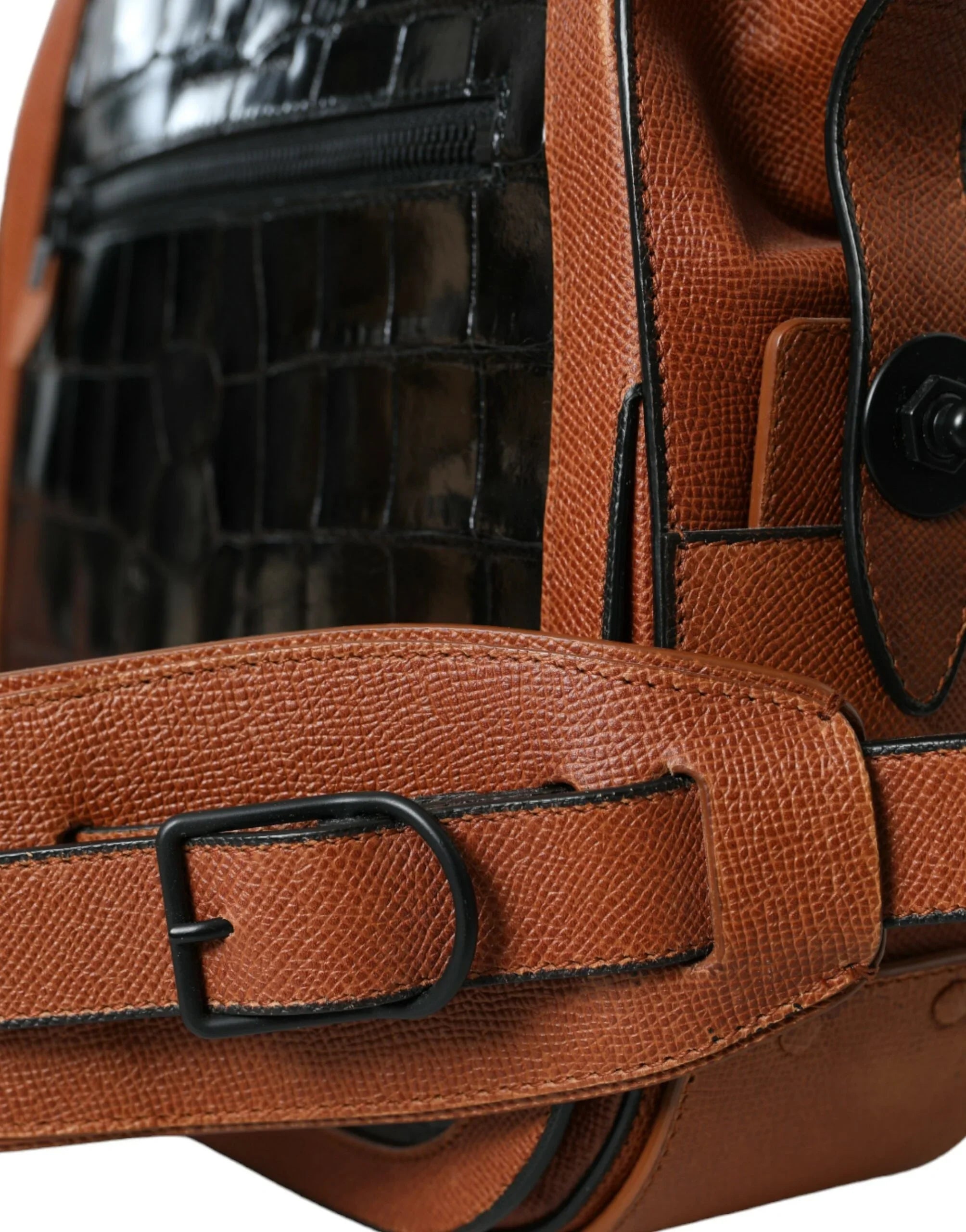 Borsa a tracolla verticale in pelle esotica nera e marrone Balenciaga