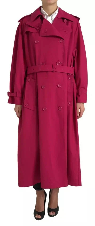 Dolce &amp; Gabbana Dunkelrosa Doppelreiher-Trenchcoat