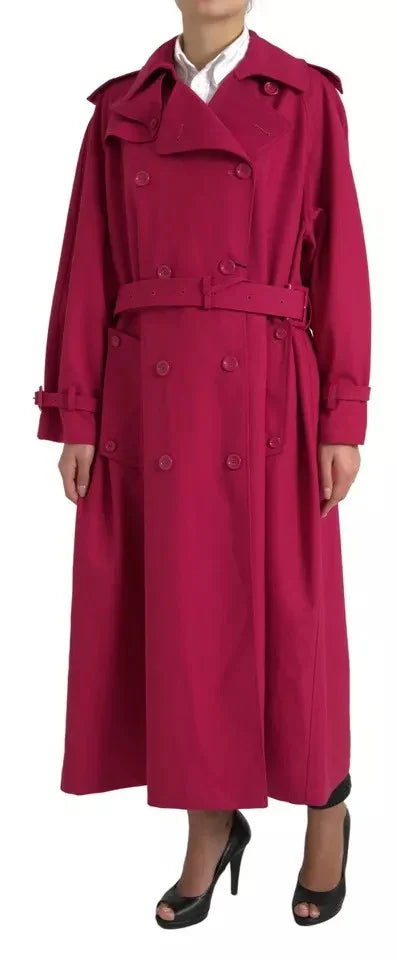 Dolce &amp; Gabbana Dunkelrosa Doppelreiher-Trenchcoat