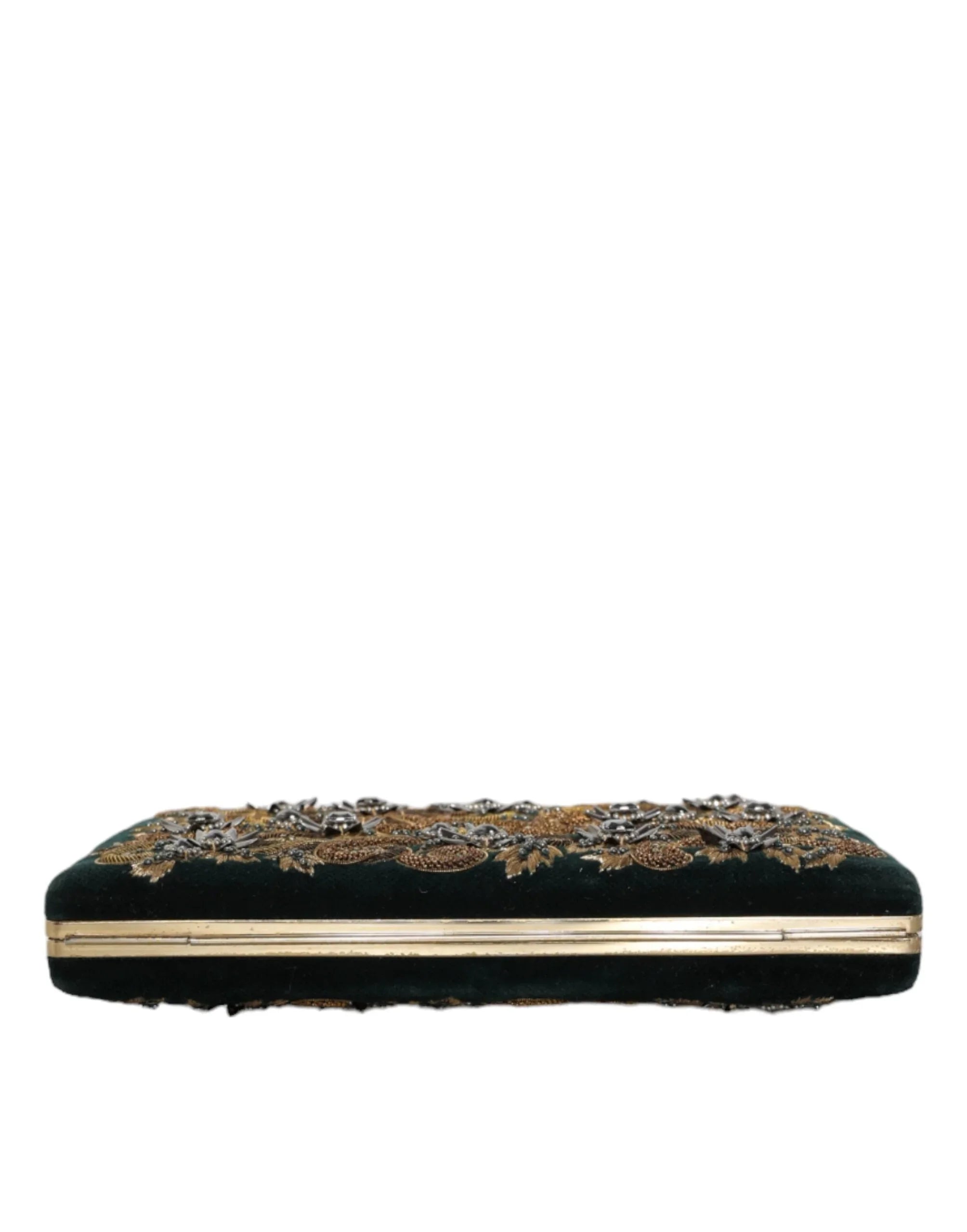 Dolce &amp; Gabbana Clutch aus schwarzem Samt mit goldenem Rahmen, Abendtasche