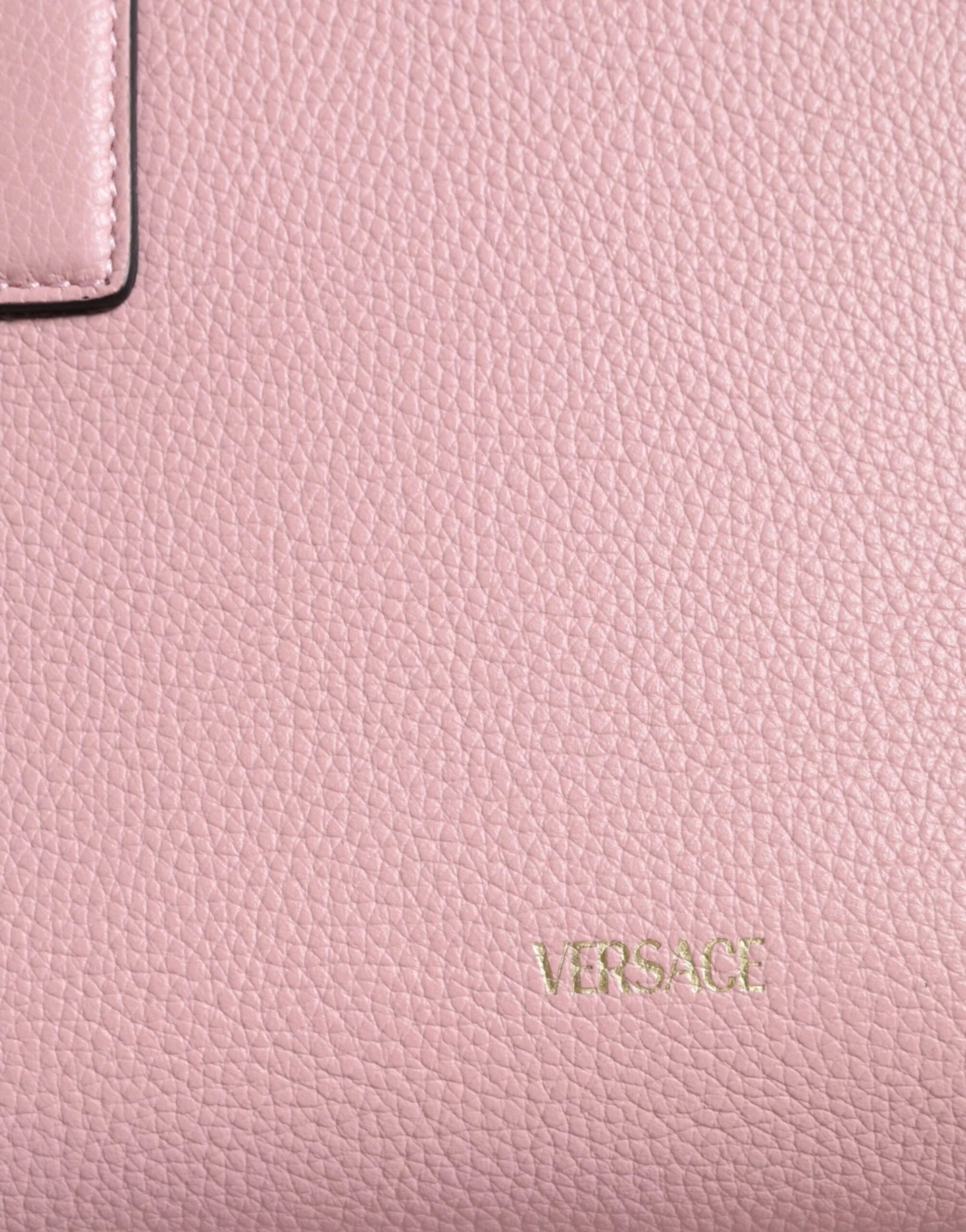 Versace Pink kleine Henkeltasche aus genarbtem Kalbsleder, Umhängetasche