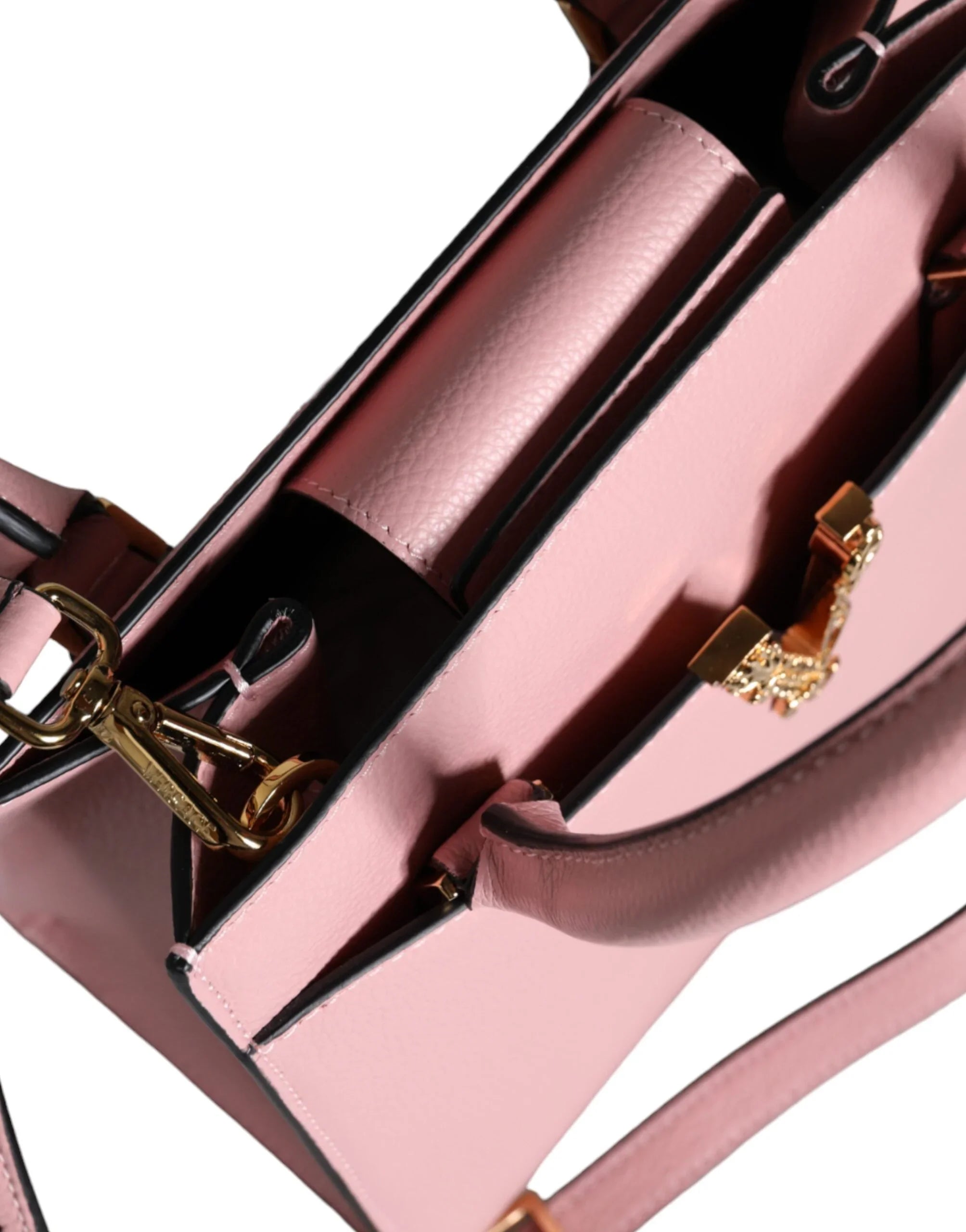 Versace Pink kleine Henkeltasche aus genarbtem Kalbsleder, Umhängetasche