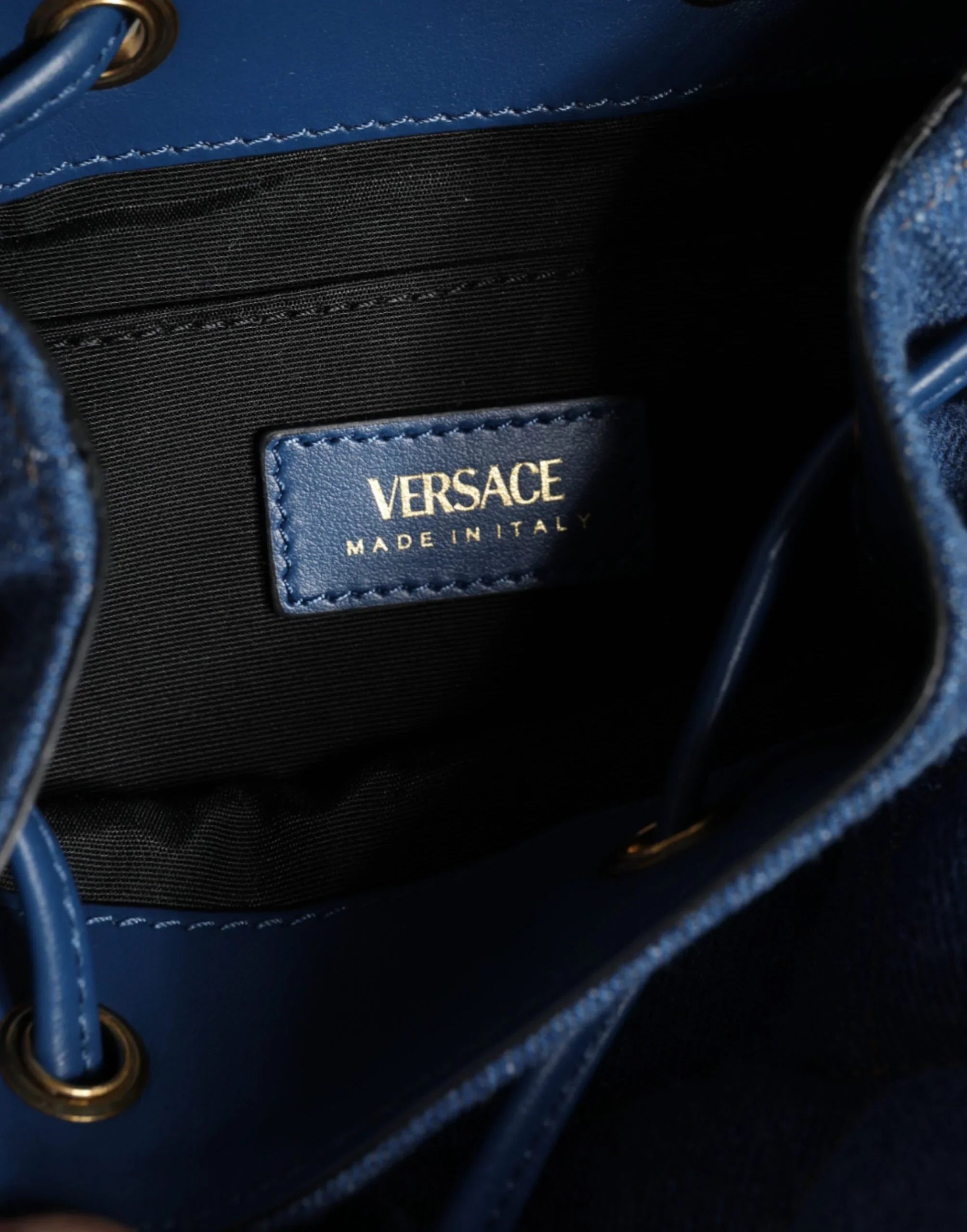 Borsa a tracolla in pelle trapuntata blu Versace